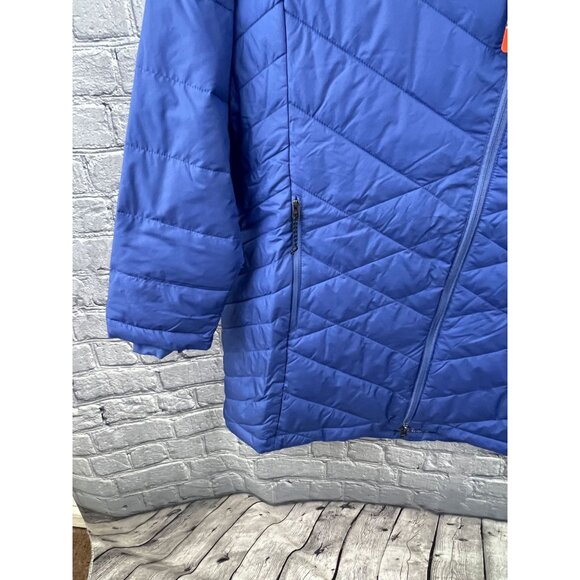 Columbia 2X Heavenly Long Hooded Jacket Omni-Heat Blue Puffer - Picture 12 of 13